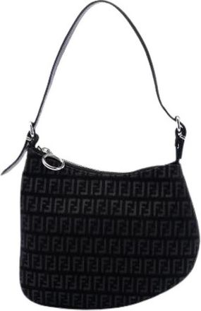 Fendi Pre-owned Shoulder Bags, female, Black, Size: ONE SIZE Pre-owned Canvas Shoulder Bag