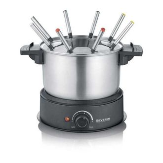 Severin Fo2473 Fondue El&eacute;ctrica Para 8 Personas Con Caquel&oacute;n De Acero Inoxidable Extra&iacute;ble, Incluye: Protecci&oacute;n Contra Salpicaduras Y 8 Tenedores - Severin