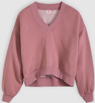 Levi's Vintage V Neck Sweatshirt - Womens - XS - Pink / Crushed Berry Garment Dye