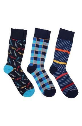 Unsimply Stitched 3-Pack Assorted Crew Socks in Blue Multi at Nordstrom Rack