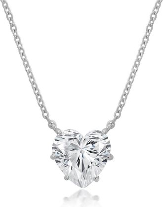Crislu Adore Cubic Zirconia Heart Pendant Necklace in Pure Platinum/Clear Stone at Nordstrom, Size 16