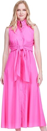 Jade Yoga Ruffle-Neck City Midi Dress In Fuchsia