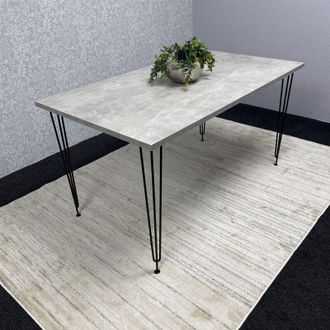 Kosy Koala Modern Grey Rectangular Dining Table with Hairpin Legs - Compact Kitchen & Dining Room Table (L140)