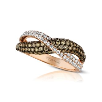 Le Vian Chocolatier Ring Chocolate Diamonds, Vanilla Diamonds set in 14K Strawberry Gold Ring Size 7 R16990BR