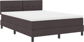 vidaXL Vidaxl - Cama Box Spring Con Colch&oacute;n Marr&oacute;n Oscuro 140 X 200 Cm Tela