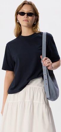 Whistles Cotton Crew Neck Top in Navy at Nordstrom, Size X-Small