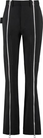 Bottega Veneta Wollen Broek - Dames - Wijde Broeken - Zwart - S - Wol - Broeken