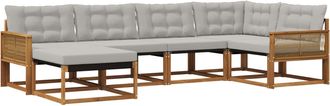 vidaXL Conjunto De Sof&aacute;s De Exterior 6 Uds. Natural Y Gris Claro Vidaxl