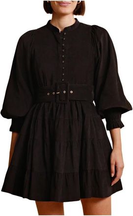 By Ti Mo Baby Cord Belt Dress - Dames - Korte kleedjes - Zwart - M - Katoen - Kleedjes