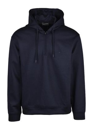 Emporio Armani Hooded Sweatshirt Polyester Wool Stretch - Blue