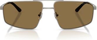 Emporio Armani 59mm Aviator Sunglasses in Matte Gunmetal /Dark Brown at Nordstrom
