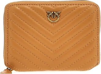 Pinko Taylor Zip Around Portemonnee - Dames - Portefeuilles - Bruin - ONE Size - Leer - Accessoires