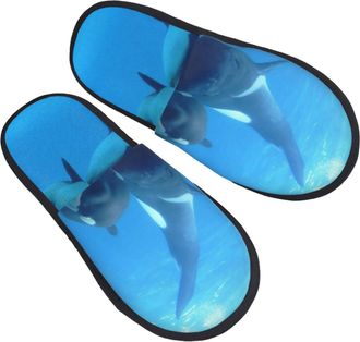 Generic Warm Slipper Orca Killer Whales Home Slipper Non-Slip House Shoes Unisex Scuff Slippers For Hotel Travel Winter L