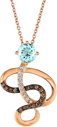 Le Vian Chocolatier 14K Strawberry Gold 0.84 Ct. Tw. Diamond & Aquamarine Pendant Necklace