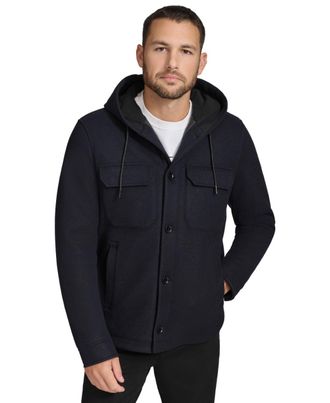 Calvin Klein Mens Everyday Essential Hooded Jacket, Genuine Navy Blue, S