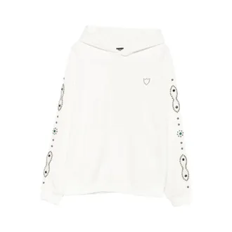 HTC Hoodies, male, White, Size: XL Moustache Stud-embellished Crystal-embellished Hoodie