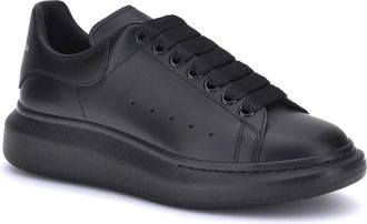 Alexander McQueen Mens Leather Sneakers Black-Black Black/black