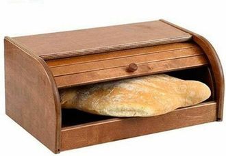 Trade Shop Trade Shop - Portapane In Legno Con Serrandina Apri E Chiudi Color Ciliegio 39 X 25 X 17 Cm