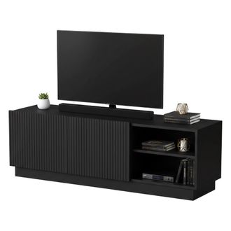 Dmora Mueble De Tv Finita, Aparador De Sal&oacute;n Con Dos Puertas Batientes, Dise&ntilde;o Minimalista Y Moderno, 150 X 40 X 48 Cm, Color Negro