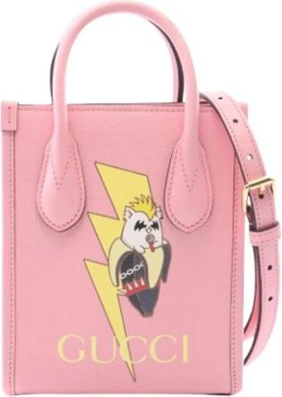Gucci Pre-owned Bananya Leather 2way Handbag - Dames - Vintage Shopper - Roze - ONE Size - Leer - Vintage