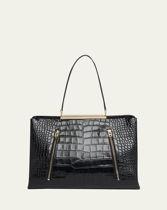 Tom Ford Patrick Croc-Embossed Leather Shoulder Bag