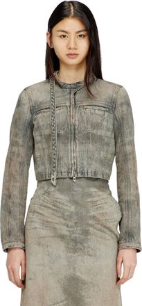 Diesel Cropped jacket in cotton-hemp satin denim - Denim Jackets - Woman - Grey