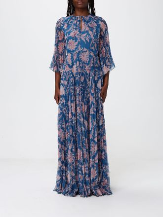 Etro Printed Pleated Cr&ecirc;pe Long Dress