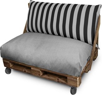 Happers Coj&iacute;n Para Palets Toldotex Negro Set: Asiento 120x80x20 (liso) + Respaldo 120x45x20 (rayas) Negro