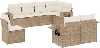 vidaXL Juego De Sof&aacute;s De Jard&iacute;n Con Cojines Beige 8 Pzas Rat&aacute;n Pe Vidaxl