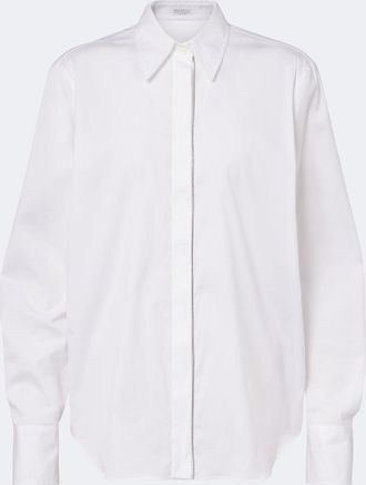 Brunello Cucinelli Camisa de popel&iacute;n en mezcla de algod&oacute;n con cuentas Monili