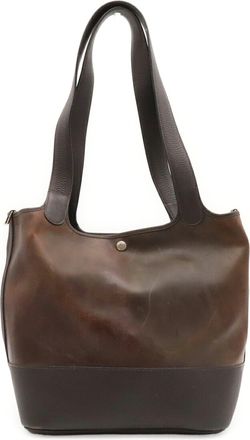 Herm&egrave;s Amazonia Dark Brown Yellow Amazonia Shoulder Bag Tote Bag (Pre-Owned)
