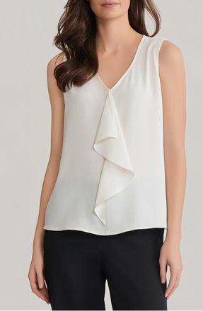 Kasper Cascade Ruffle Sleeveless Top in Vanilla Ice at Nordstrom, Size X-Small