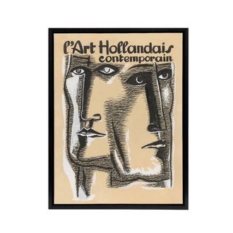 Artery8 Contemporary Dutch Art Book Cover Leo Gestel Black Framed Canvas Art in Beige | Size: W24 x H32