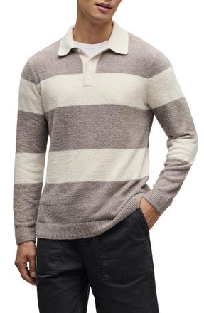Barefoot Dreams CozyChic Lite Rugby Pajama Polo Sweater in Gray Skies/Moonlight at Nordstrom, Size Xx-Large