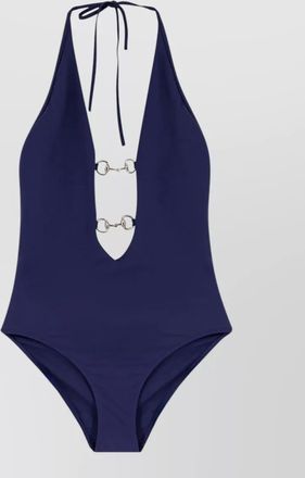 Gucci one piece swimsuit horsebit detail halter neck