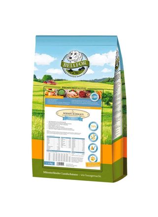 OEM Junior Pollo Con Verduras Suplementos Naturales Alimento Prensado En Fr&iacute;o Bellfor Wiesen Schmaus 4 Kg