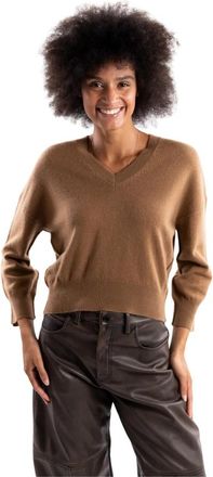 Marella Mlseditore V-neck Sweater - Dames - V-hals truien - Bruin - XL - Wol - Truien & Vesten