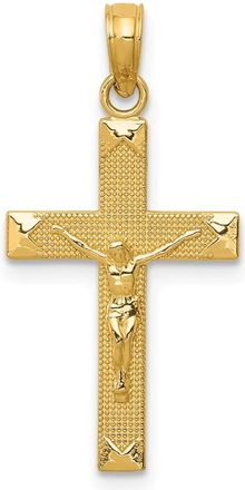 Diamond2Deal 14k Yellow Gold Beveled Tipped Crucifix Pendant