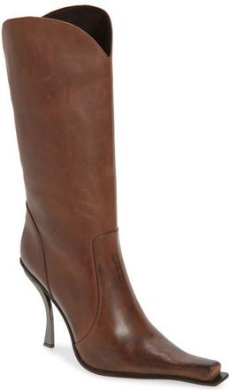 Jeffrey Campbell Dulcimer Pointed Toe Boot in Brown Ruboff Pewter at Nordstrom, Size 9.5