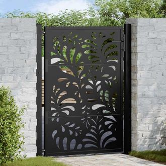 Berkfield Home Garden Gate Black 105x130 cm Steel Wave Design