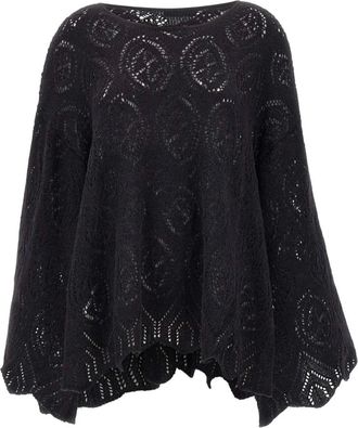 Maurizio open-knit wide-sleeve sweater - Black