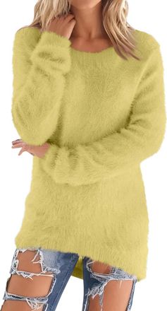 Generic Fleece Sweatshirts for Women UK Warm Solid Color Fluffy Long Sleeve Tunic Tops Womens Sweaters Winter Jumpers Casual Crewneck Ladies Soft Cozy Pullove