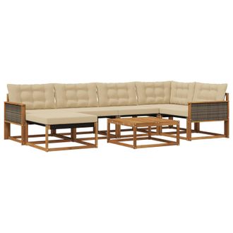 vidaXL Conjunto De Sof&aacute;s De Exterior Con Coj&iacute;n 7 Pcs Natural Y Beige Vidaxl