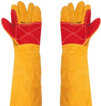 OEM Guantes De Soldador De Cuero Grueso De 61 Cm - Mangas Extralargas, Resistentes Al Calor, Adecuados Para Trabajos De Inspecci&oacute;n Y Jardiner&iacute;a