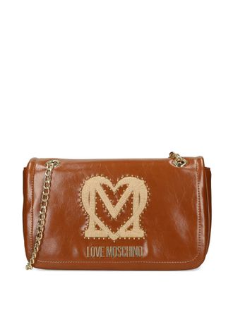 Love Moschino logo-plaque studded shoulder bag - women - Polyurethane - One Size - Brown