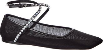 Amina Muaddi Ane Mesh & Leather Flat
