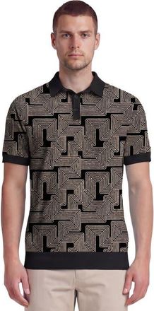 Lords of Harlech Inter Twine Mens Merino Silk Cashmere Polo in Inter Twine Black at Nordstrom, Size Xx-Large
