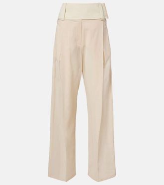 Sportmax Pantaloni Ferito a gamba larga in voile di cotone