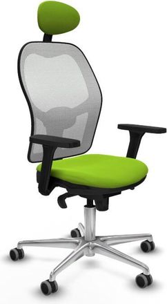 Piqueras y Crespo Jorquera Sincro Malla Blanca Similpiel Pistacho Brazos 3d Base Aluminio Cabecero Fijo Ruedas 65mm Engomada