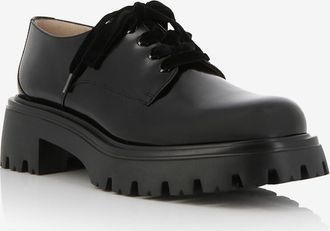 Stuart Weitzman Derbys aus geb&uuml;rstetem Leder mit Samtschn&uuml;rsenkeln Emerson 25